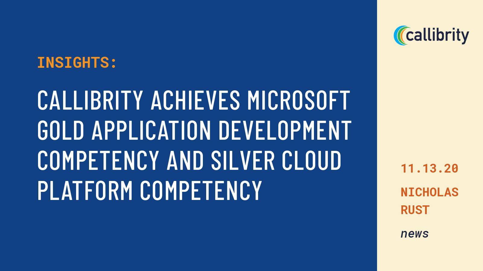 Callibrity achieves Microsoft Gold Application Development competency and Silver Cloud Platform competency