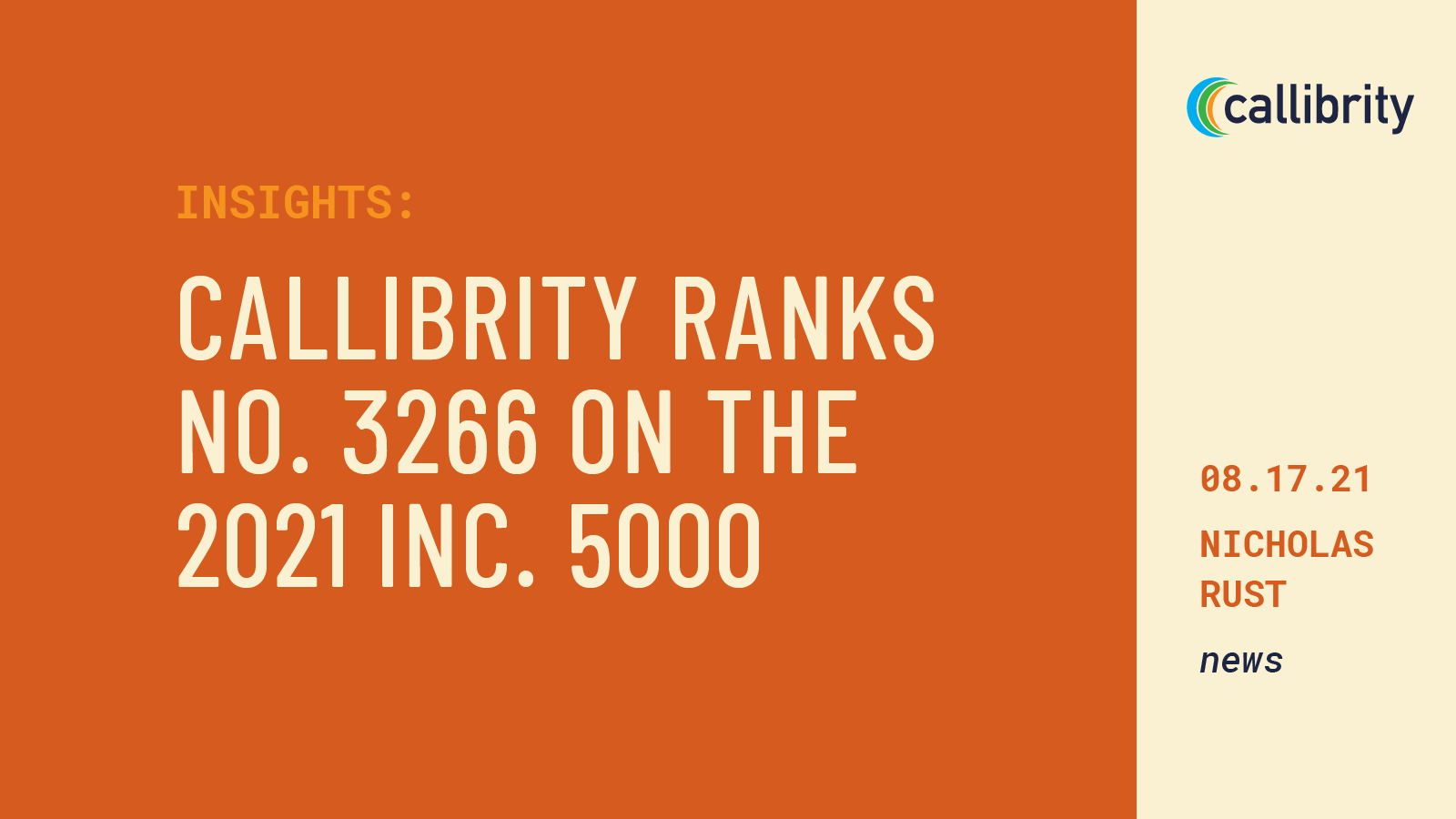 Callibrity Ranks No. 3266 on the 2021 Inc. 5000